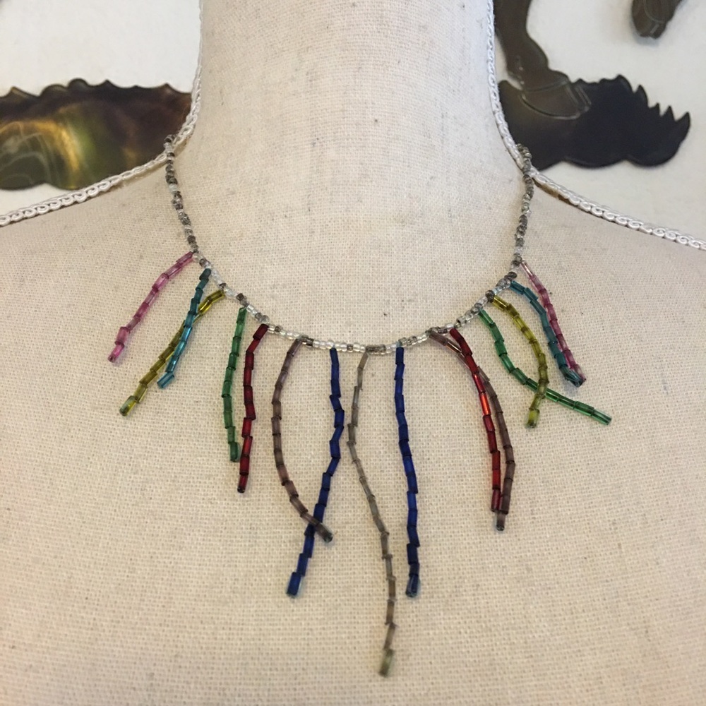 Vintage seed bead firecracker necklace